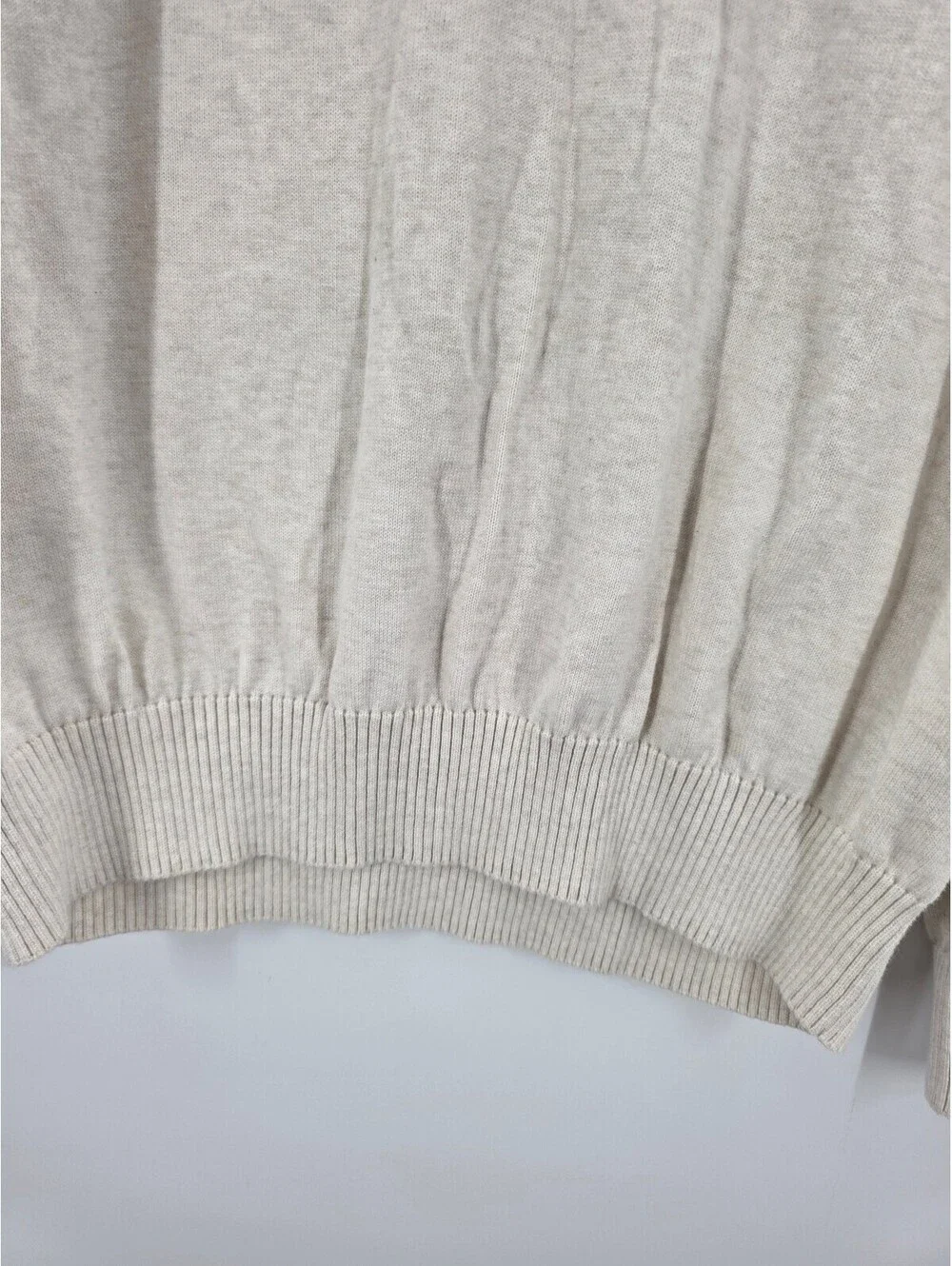 Tommy Hilfiger Men's Cream V-Neck Cotton Sweater Large